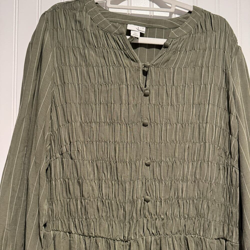 Ava Viv Green Striped Smocked Dress Size XXL - Picture 3 of 8